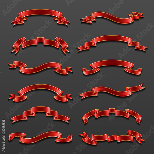 Set of ribbon banners