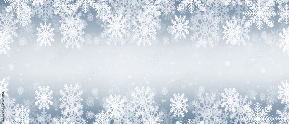 Gray blue abstract background. white stars and snowflakes blurred beautiful shiny lights. use for Merry Christmas /happy new year wallpaper backdrop and your product.