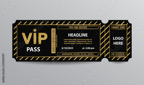 Stub VIP pass ticket stub with glittering elements