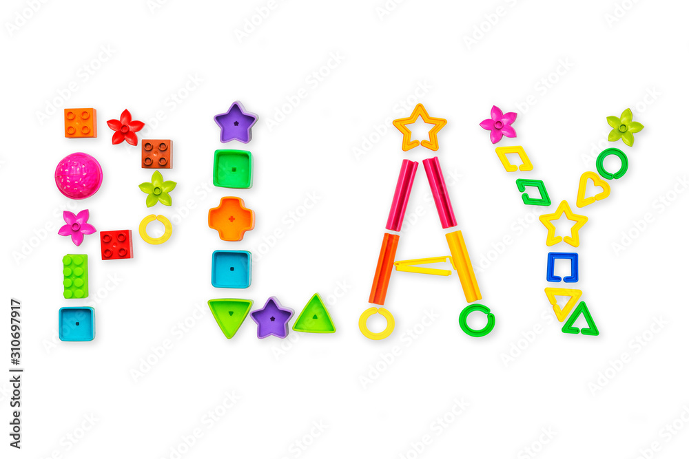 Kid's toys forming word Kid's toys forming word