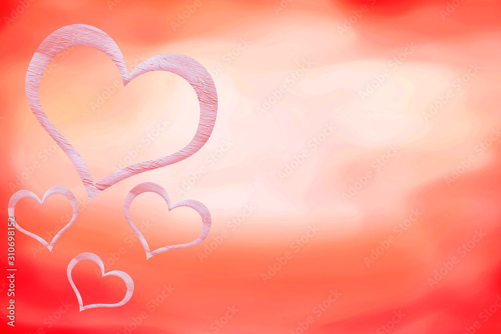 romantic background with hearts on the left