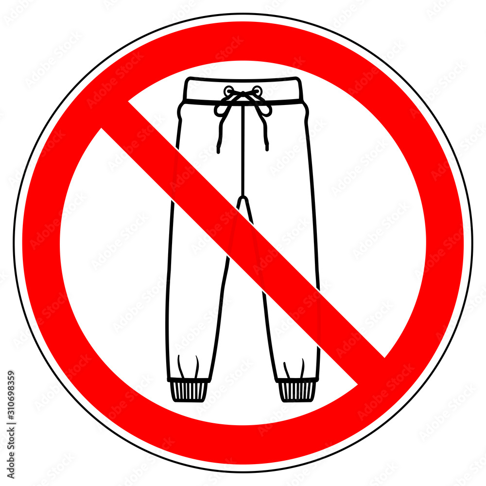 srr560 SignRoundRed - german - Jogginghose verboten: english - prohibition  sign - tracksuit bottoms / sweatpants banned - red xxl g8804 Stock  Illustration | Adobe Stock