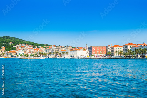 Waterfront city skyline of Split, Croatia, Adriatic coast, seascape