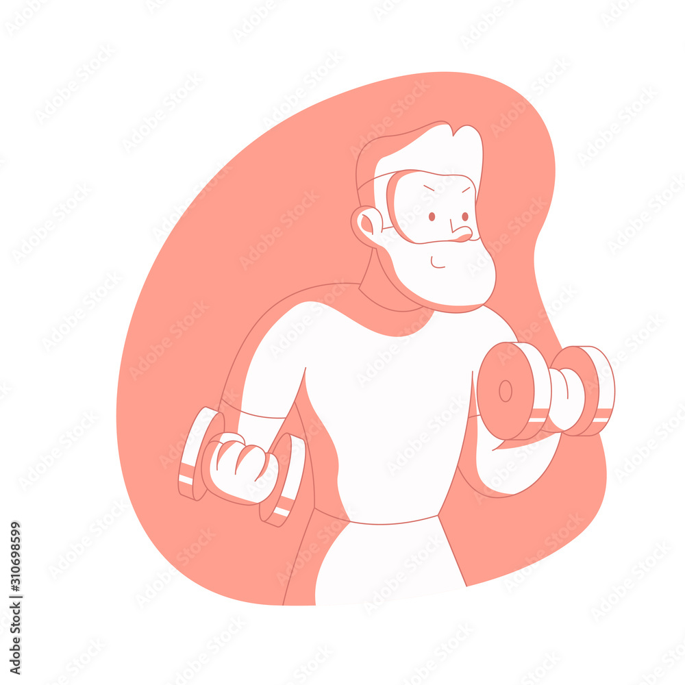 Healthy life man doing weight lifting with two barbells silhouette Healthy life man doing weight lifting with two barbells silhouette