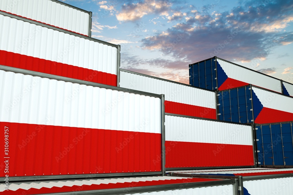 Obraz premium 3D illustration Container with flag of Czech-Republic