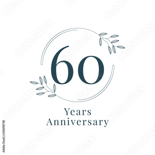 60 Years Anniversary with floral frame template design