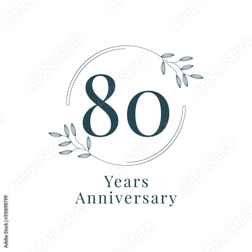 80 Years Anniversary with floral frame template design
