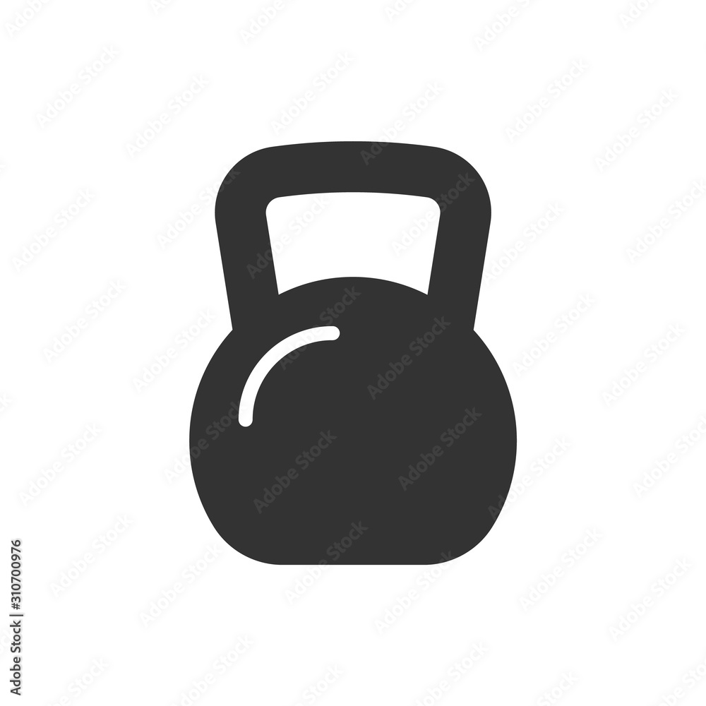 Kettle bell black icon on white background. Vector illustration - obrazy, fototapety, plakaty 