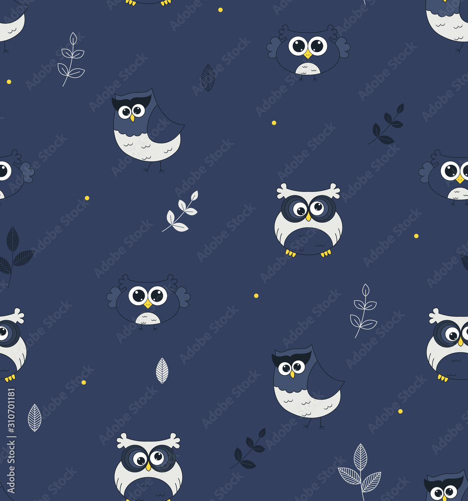 Cute owl pattern illustration. Cute little birds Cute owl pattern illustration. Cute little birds