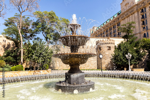 Philharmonic Fountain Park near the Old City in Baku, Azerbaijan. photo