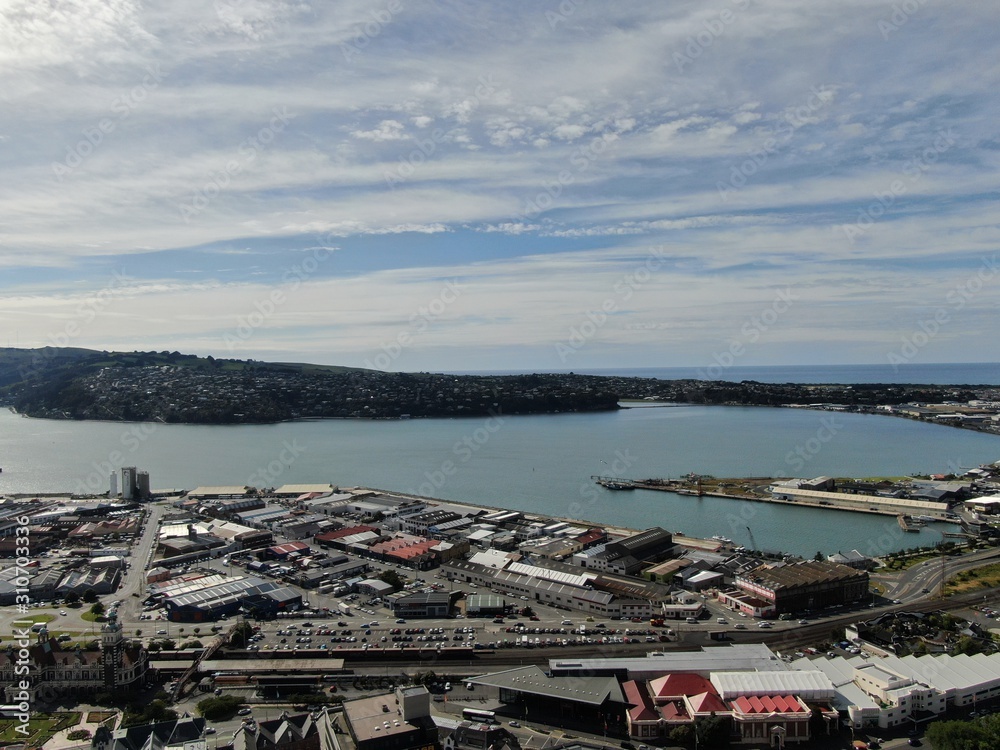 Dunedin, Otago / New Zealand - December 19, 2019: The Majestic Coast View of the Dunedin city and rural areas