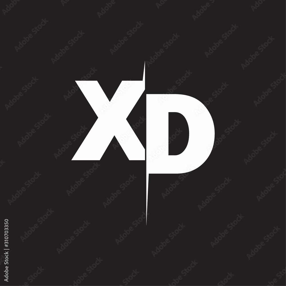 XD initial logo Capital Letters black background Stock Vector