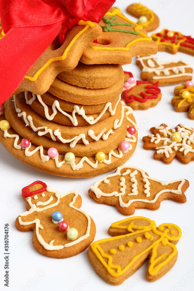 Christmas gingerbread bell and cookies