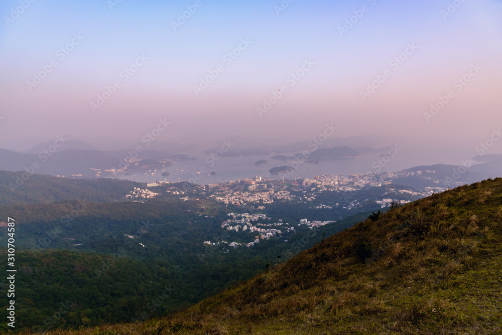 a mountain-top view of sai kung peninsula landscape of hong kong china