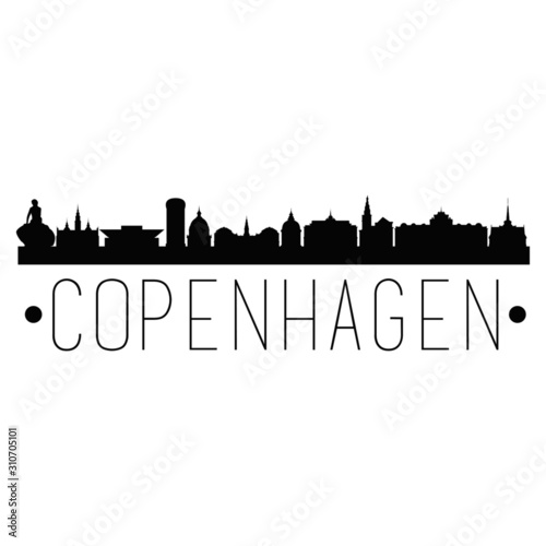 Copenhagen Denmark. City Skyline. Silhouette City. Design Vector. Famous Monuments.