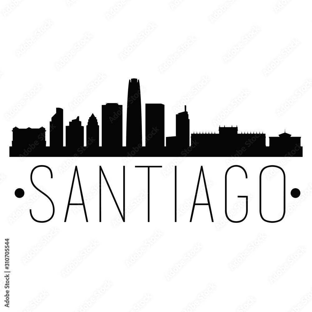 Santiago de Chile. City Skyline. Silhouette City. Design Vector. Famous Monuments.