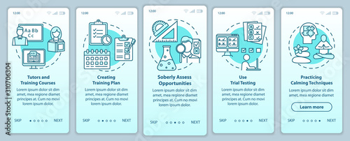 University entrance onboarding mobile app page screen vector template. Tutors and courses. Walkthrough website steps with linear illustrations. UX, UI, GUI smartphone interface concept