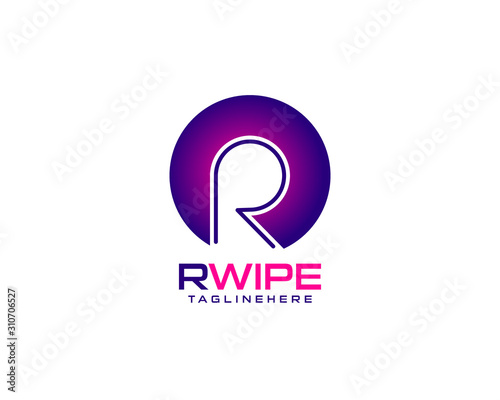 RWIPE Initial Letter R Wipe logo design template full Vector
