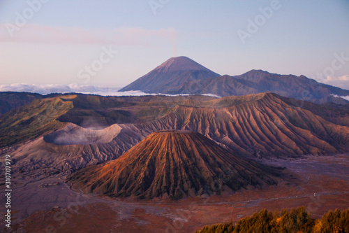 Beautiful sunrise on the Bromo volcano. Indonesia