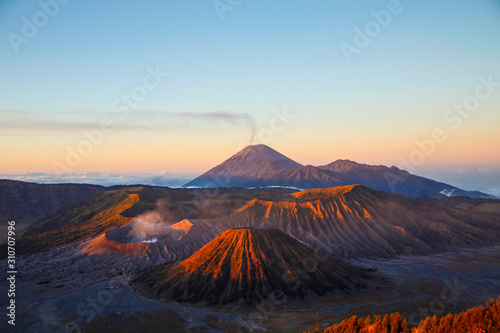 Lovely sunrise on the Bromo volcano on the island of Java. Indonesia