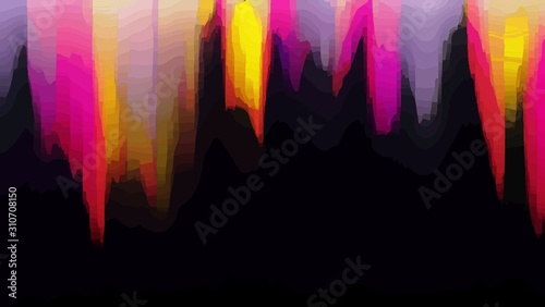 Background with abstract colorful spurts of flame. Texture with yellow, purple, pink, black and violet colors. Print for phone case, gift and wrapping paper, pillow and textile/fabric.