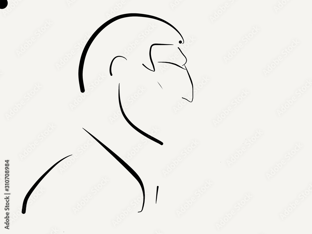 man face head art-line line silhouette black man face head art-line line silhouette black