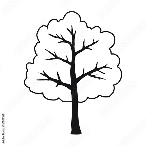 Vector hand drawn doodle sketch black outline tree isolated on white background