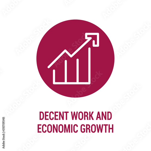 Decent work and economic growth color icon. Corporate social responsibility. Sustainable Development Goals. SDG sign. Pictogram for ad, web, mobile app. UI UX design element. Editable stroke