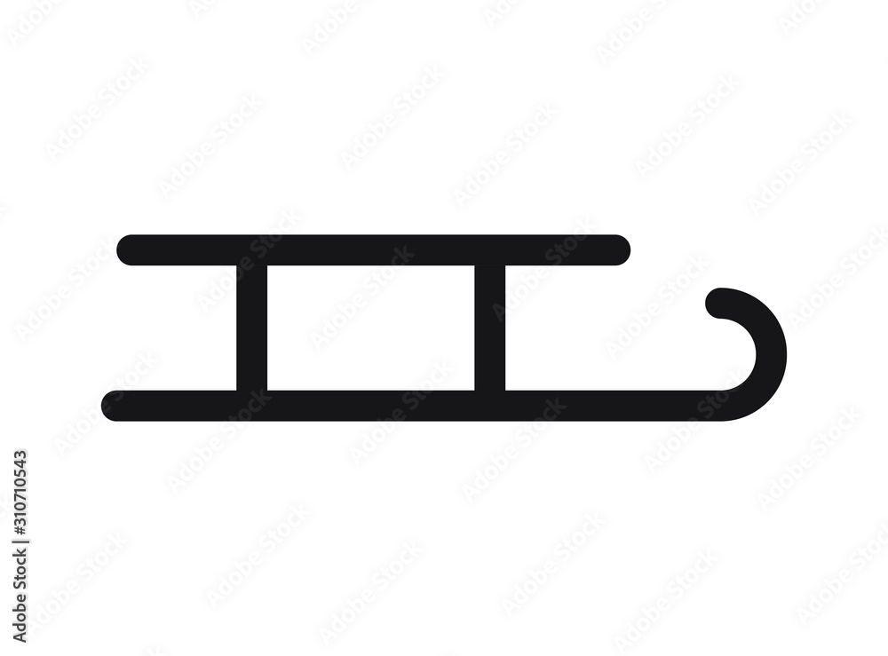 Vector flat black sledge icon isolated on white background Vector flat black sledge icon isolated on white background