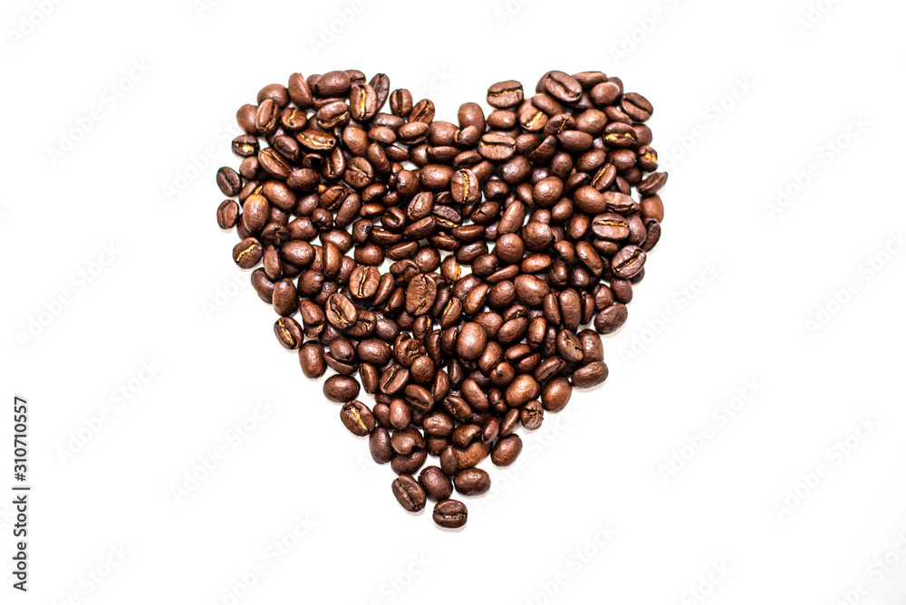 Heart shape created with coffee beans Heart shape created with coffee beans