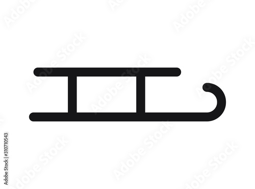 Vector flat black sledge icon isolated on white background