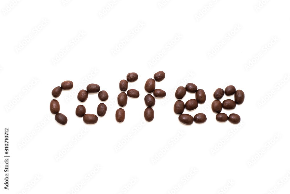 Word coffee created with coffee beans Word coffee created with coffee beans