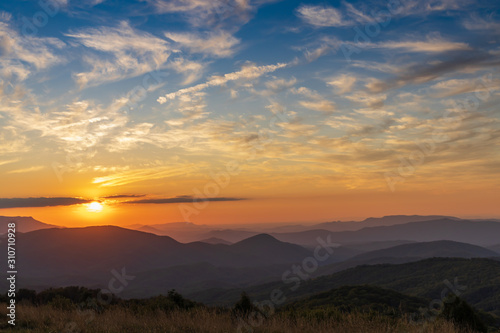 Sunset view from Max Patch bald over the Great Smoky Mountains © Martina