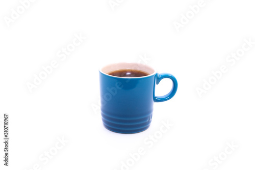 Blue cup of coffee
