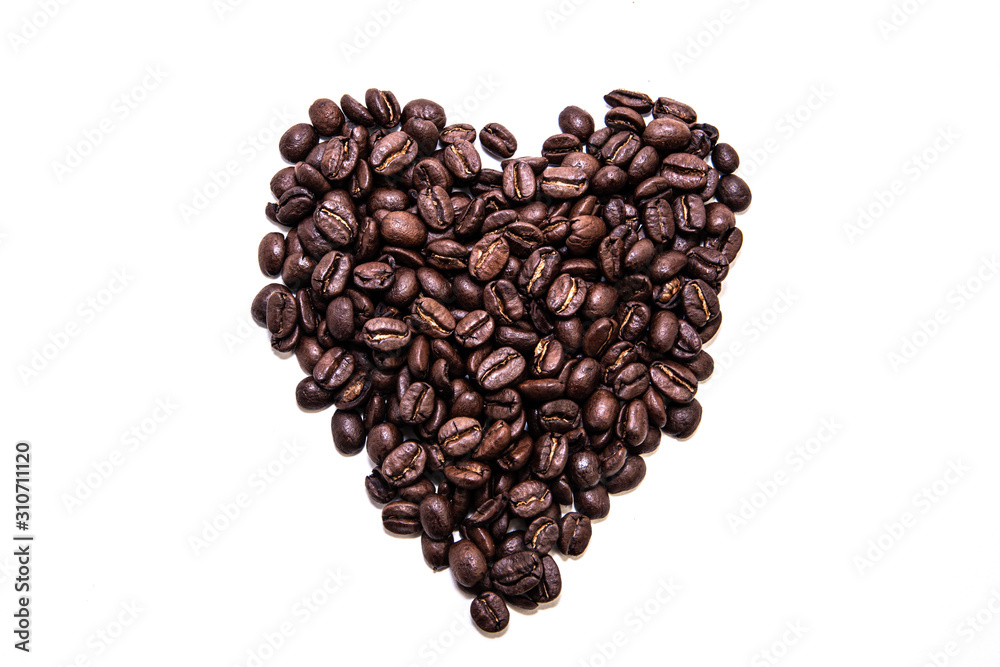 Heart shape created with coffee beans Heart shape created with coffee beans