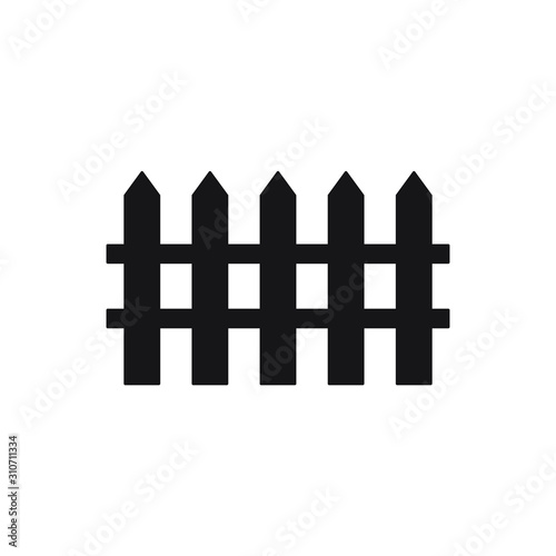 Vector flat black fence silhouette icon isolated on white background 