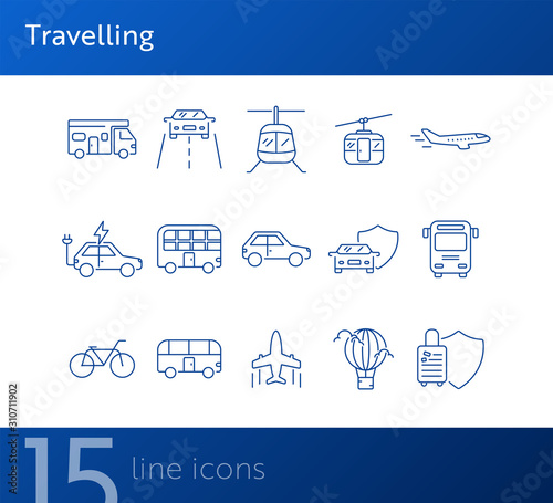 Travelling line icon set