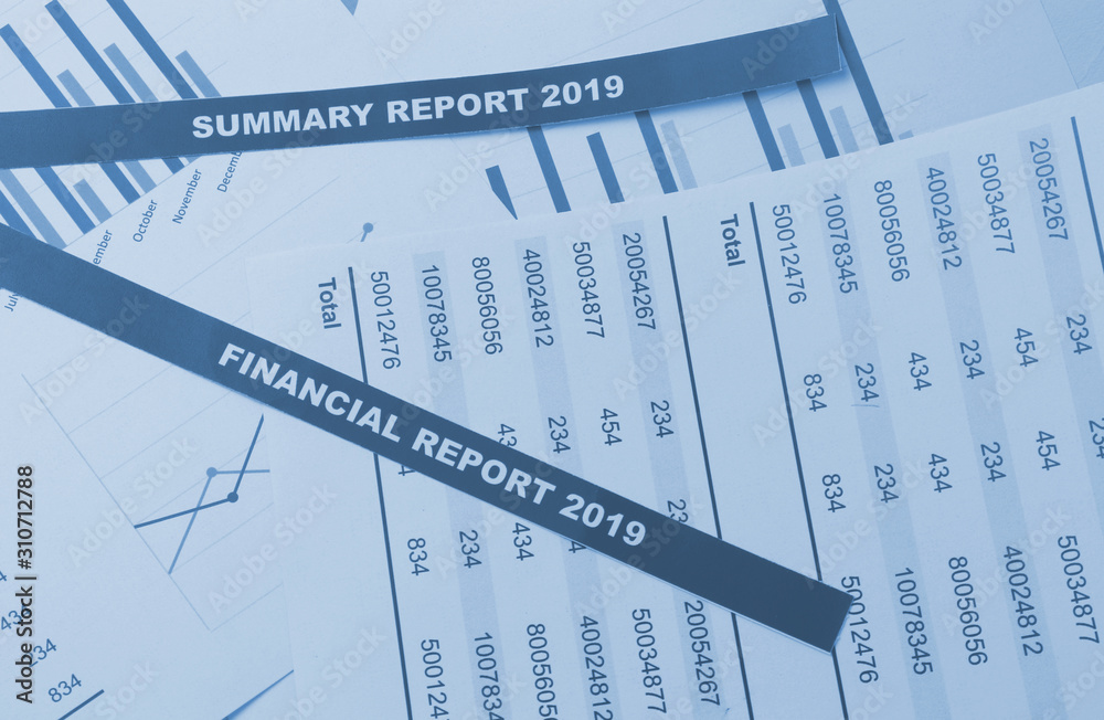 Financial concept. summary report and financial report Financial concept. summary report and financial report