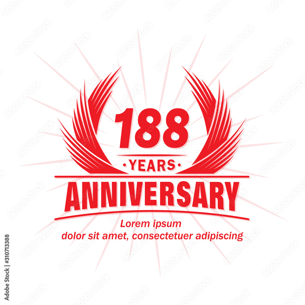 188 years logo design template. 188th anniversary vector and illustration. 188 years logo design template. 188th anniversary vector and illustration.