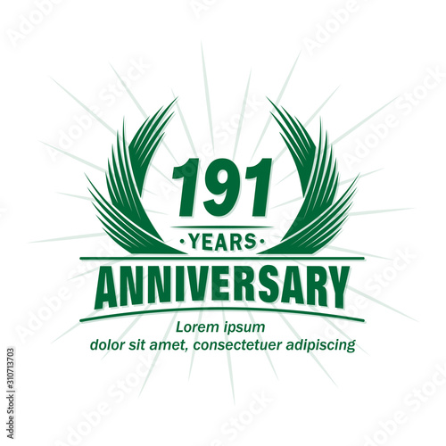 191 years logo design template. 191st anniversary vector and illustration.