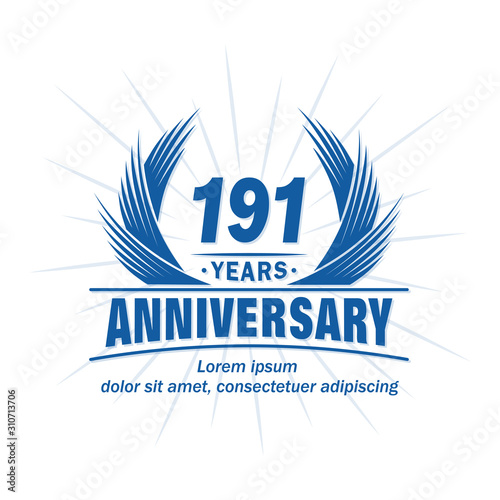 191 years logo design template. 191st anniversary vector and illustration.