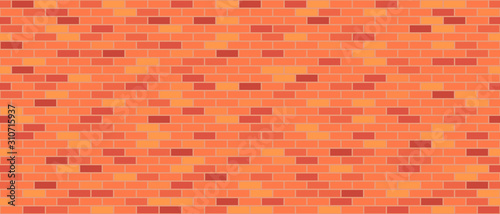 Orange brick wall. Horizontal panoramic view
