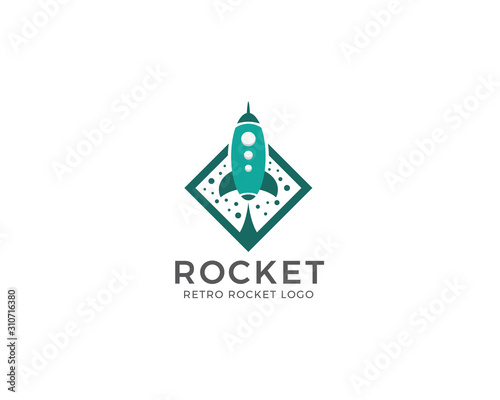 Rocket retro logo design