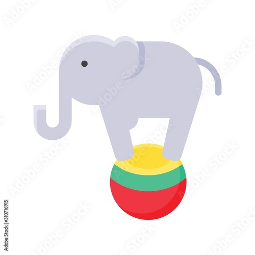 elephant stand on ball related to art or craft in flat design photo