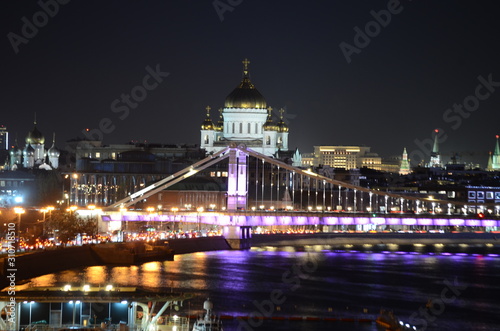 Evening view of the bridge and the temple