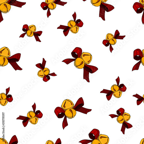 Christmas seamless pattern.Bells on a white background. Can be used for printing, textiles, wallpapers, websites, postcards, wrapping paper and posters.