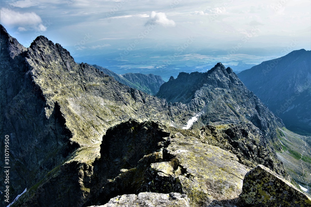 View from mountain to ridge. Tatra Mountains, Slovakia.