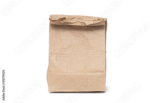 Crumpled paper Bag or Lunch Bag isolated on white Background