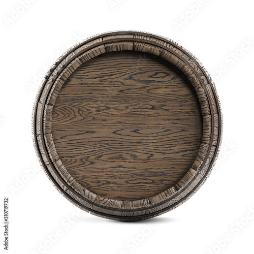 Oak barrel isolated on white background. Clipping path included. 3d illustration