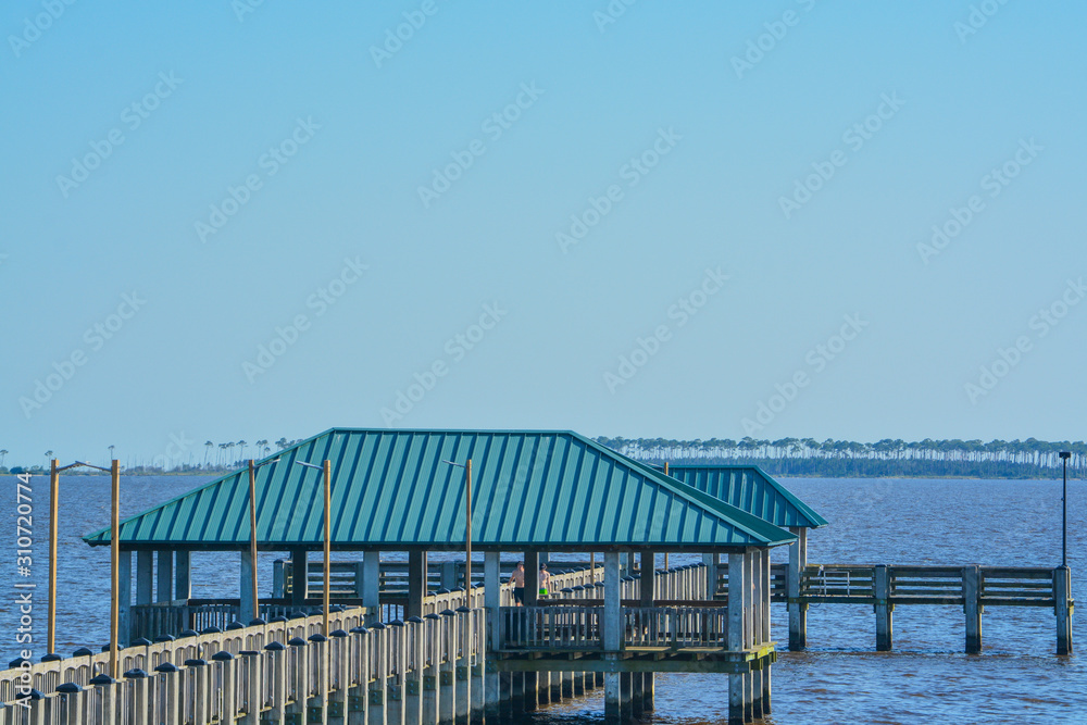 Fishing pier on the Mississippi Gulf Coast. Biloxi, Gulf of Mexico, Harrison County, Mississippi USA